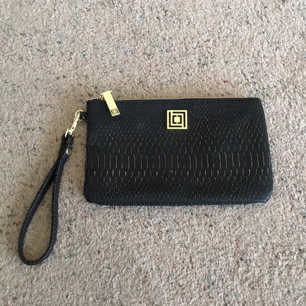 Liz Claiborne Black and Gold Wristlet